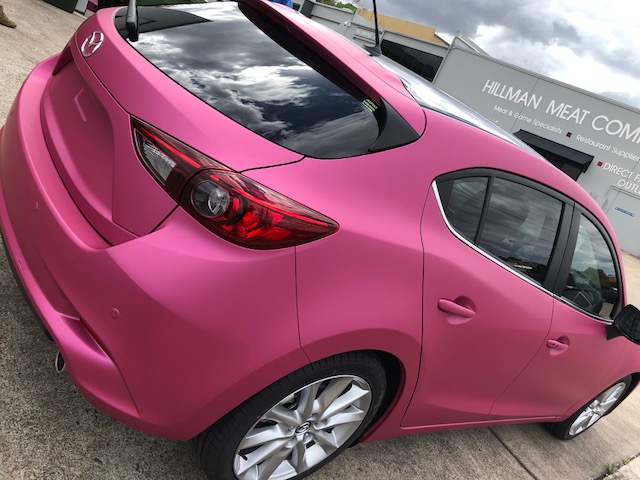 Mazda Car Colour Change Matte Pink Full Wrap Mazda Glossy